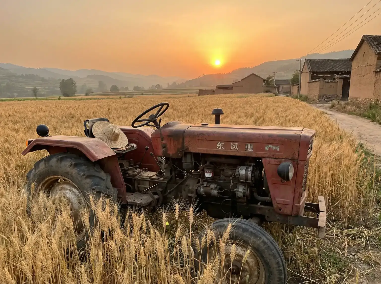 夕阳下的老式拖拉机停在麦田边 - 2018高清一道国产 田间记忆